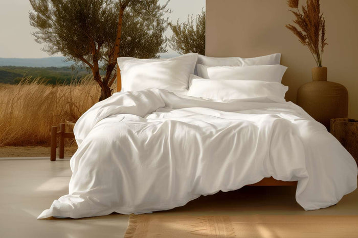 Sleep & Beyond Twin / Crisp White 100% Organic Cotton Sateen Duvet Cover Set