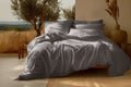 Sleep & Beyond Super King / Midnight Grey 100% Organic Cotton Sateen Duvet Cover Set