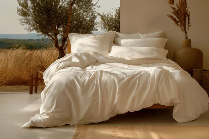 Sleep & Beyond Super King / Classic Ivory 100% Organic Cotton Sateen Duvet Cover Set