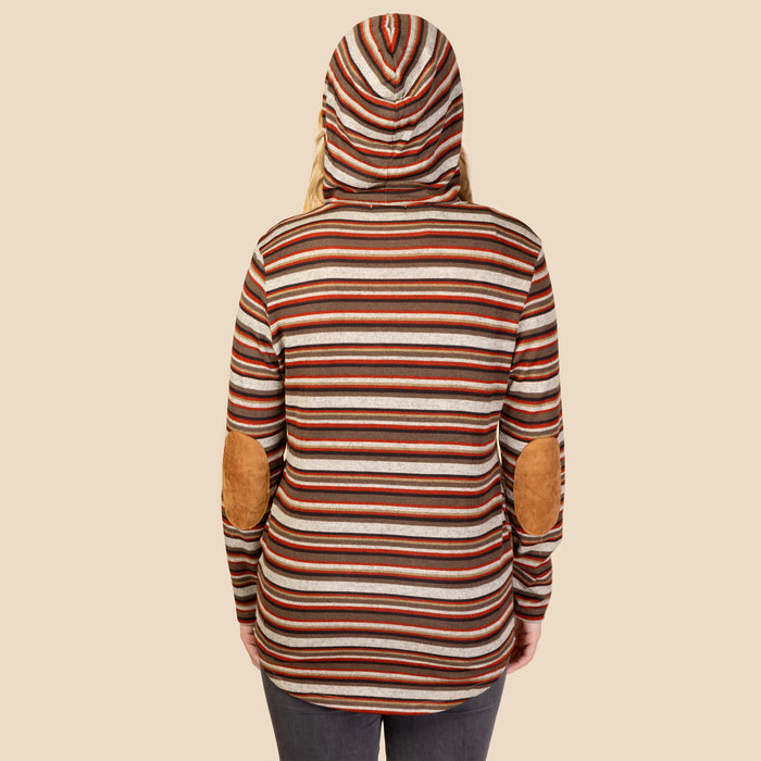 10616 - Striped Hoodie with Elbow Patches and Pockets