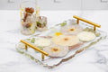 14x9 pressed flower geode tray with gold handles, full view