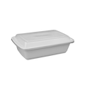 16 oz White Rectangular Take-Out Microwaveable Container with Clear Lid