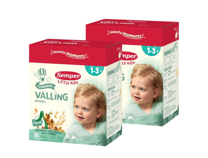Semper Flerkornsvälling Naturell 2 x 725g – Swedish plain multigrain cereal drink for toddlers aged 1–3 years