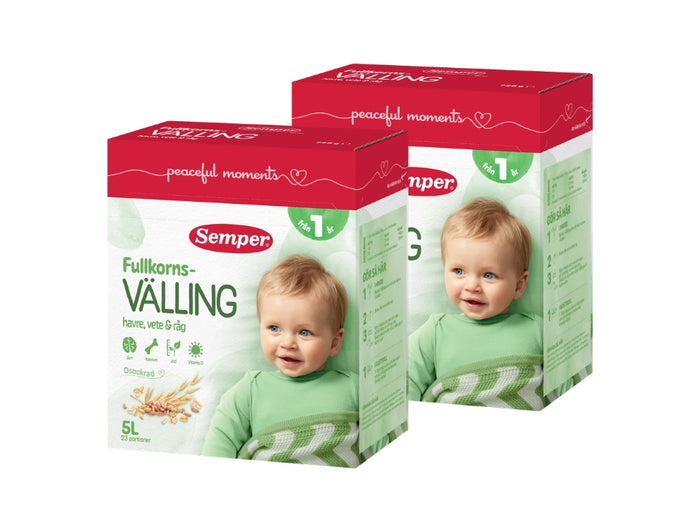 Semper Fullkornsvälling Havre, Vete & Råg 2 x 725g – Swedish wholegrain cereal drink for toddlers from 1 year