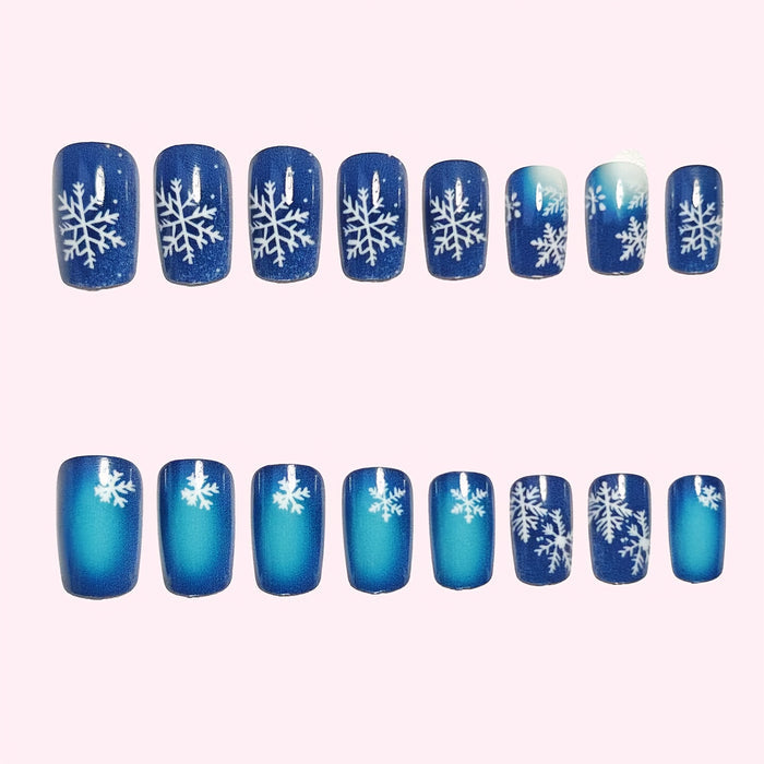 24pcs/Set Press On Nails White and Navy