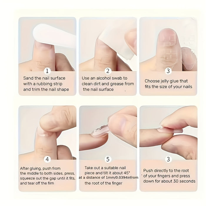 24pcs/Set Press On Nails White and Navy