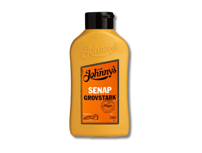 3 Bottles of Johnny's Grovstark Senap 500g (17.64 oz) – Authentic Swedish Coarse & Strong Mustard