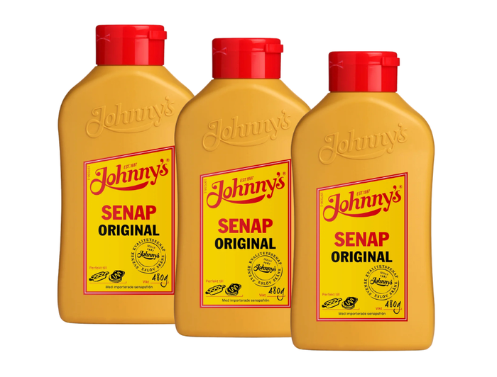 3 Bottles of Johnny's Senap Original 480g (16.93 oz) – Authentic Swedish Bold Mustard