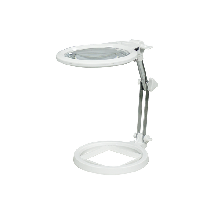 3 Diopter (1.75X) LED Desktop Magnifying Lamp with 10D Spot – Foldable, SKU MG02201111, three quarter front view