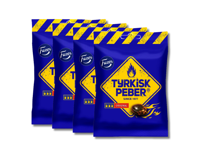 4 Bags of Fazer Tyrkisk Peber 150g (5.29 oz) – Fiery Salty Licorice Hard Candies
