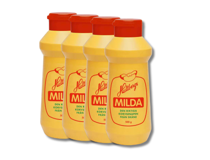 4 Bottles of Hultbergs Milda Senap 500g (17.63 oz) – Authentic Swedish Mild Sausage Mustard