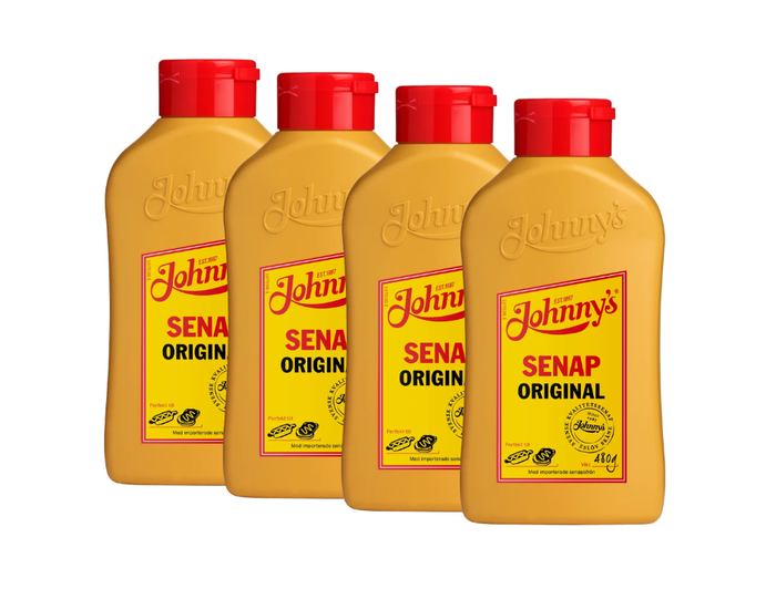 4 Bottles of Johnny's Senap Original 480g (16.93 oz) – Authentic Swedish Bold Mustard