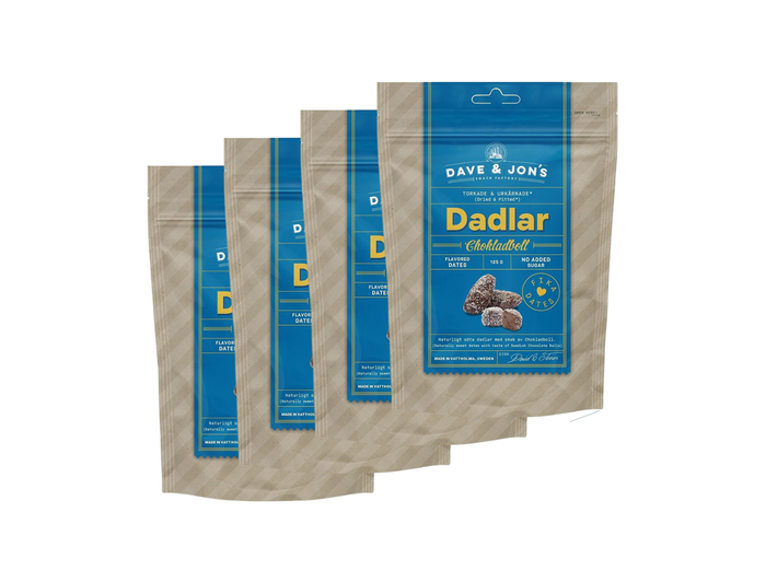 4 Pack Dave & Jons Dadlar Chokladboll - Dates with the taste of Swedish Chocolate Balls (125g / 4.40oz)