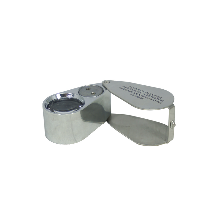40X LED Jeweler's Loupe - All-Metal Magnifier (LED Currency Detecting/Jewelry Identifying Type) 40x25mm