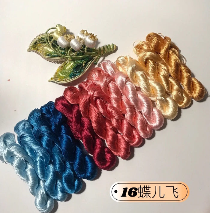 80m Suzhou Embroidery Untwisted Mulberry Silk Thread(#12Colors16  80m*12) - Ronghua Threads