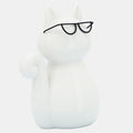 8"h Cat W/ Glasses, White