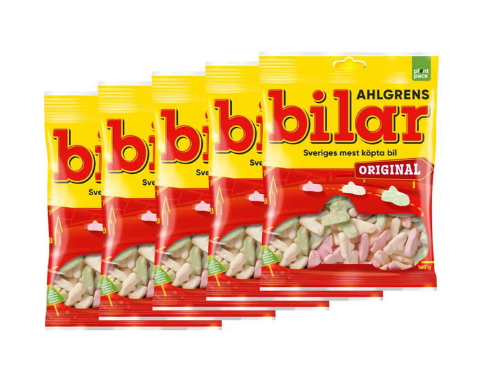 5 x Ahlgrens Bilar Original 160g – Classic Swedish Soft Foam Candy Cars, 800g total, fruity chewy car-shaped sweets, Sweden's best-selling candy