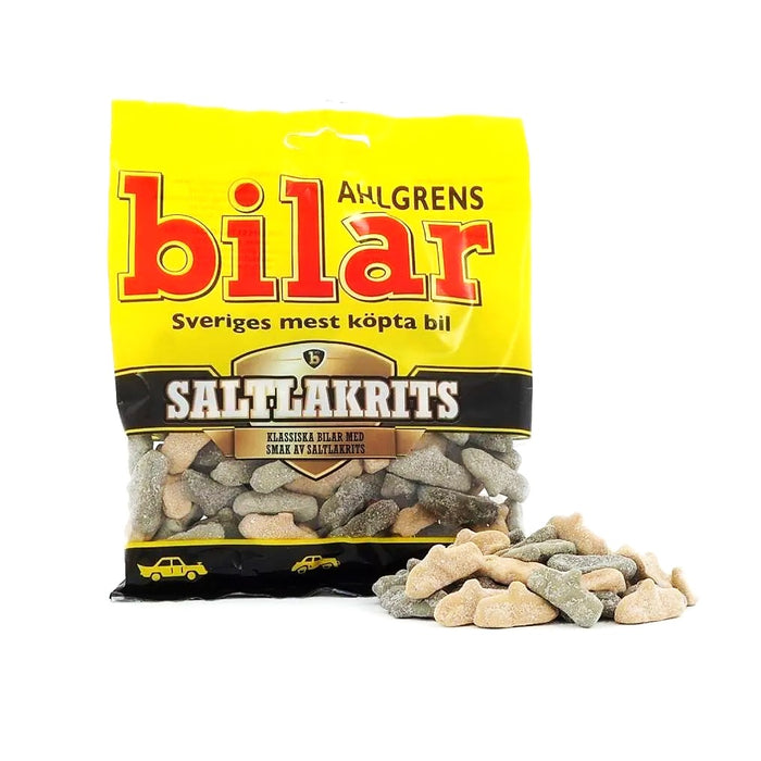 Ahlgrens Bilar Saltlakrits 10 × 130g (10 × 4.58 oz) – Authentic Swedish Salty Licorice Foam Candy Cars