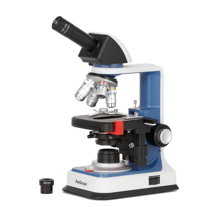 AmScope M620C-R USB-C Rechargeable Monocular Compound Microscope 2500X