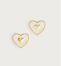 Anabel Aram Heart Radiant Pearl Gold Stud Earrings