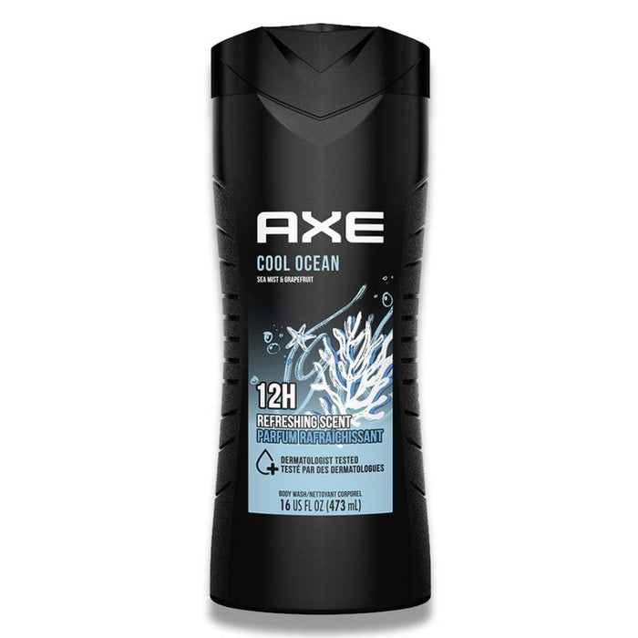 Axe - Cool Ocean Mens Body Wash 12H Refreshing Scent With Essential Oils 16 oz - 4 Pack