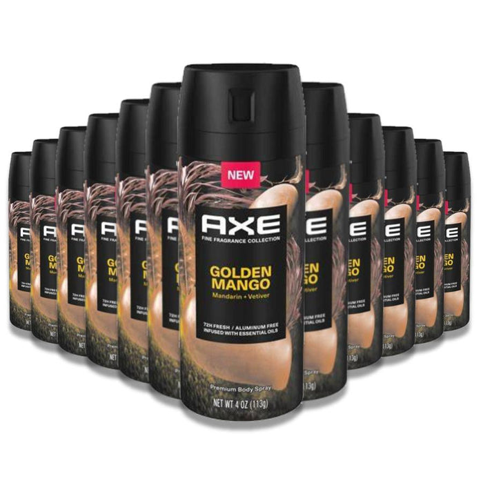 Axe -Body Spray Deodorant  4 oz Golden Mango Mandarin Vetiver - 12 Pack