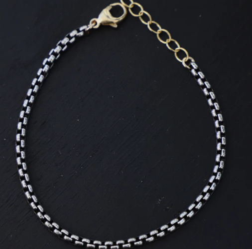 B1197S Bracelet-Nova Holland Round Box Chain Silver SMALL