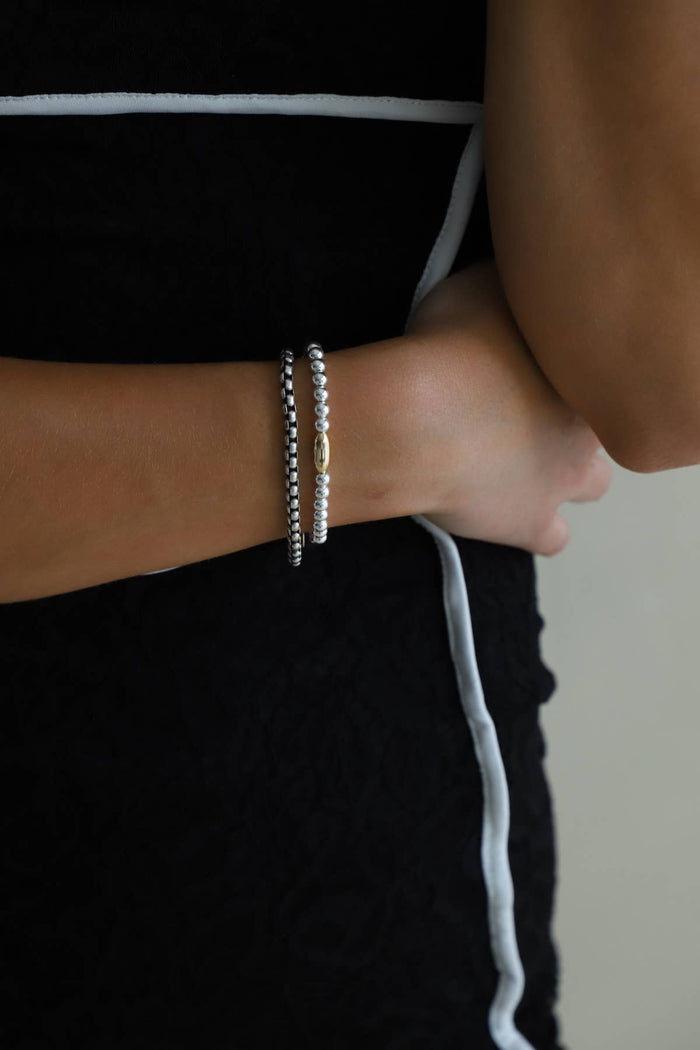 B1205 Silver Bracelet LARGE-Nova Antique Silver Round Box Chain