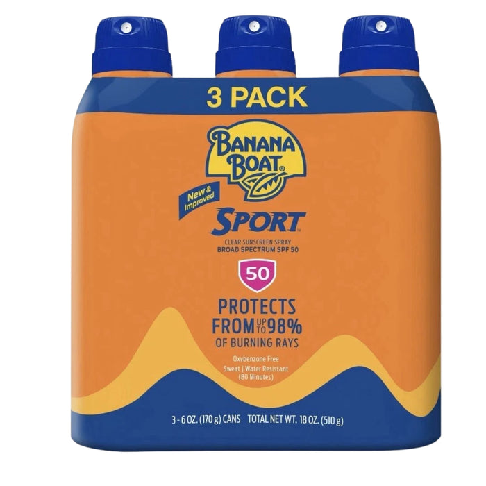 Banana Boat Ultra Sport Sunscreen Spray SPF 50, 6 oz - 3 Pack