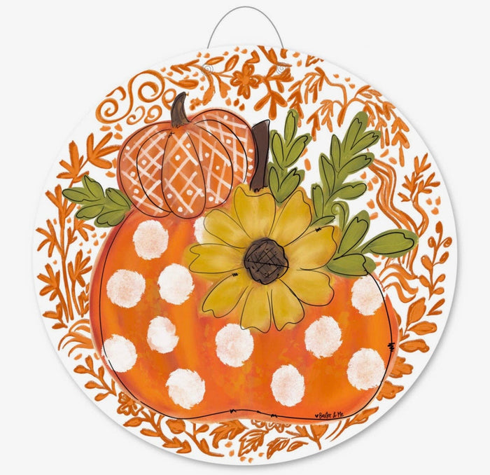 Baxter & Me Orange Chinoiserie Harvest Pumpkin Door Hanger