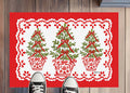 Baxter & Me Red White Tree with Bows Rug Floormat