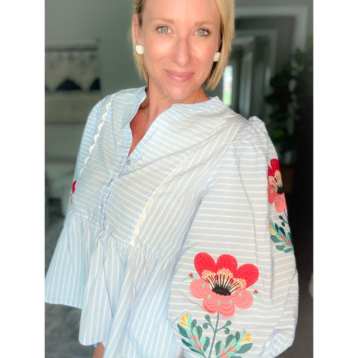 Bayside Blossom Striped Top