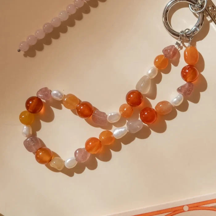 Beaded Phone Strap in Sunset Orange