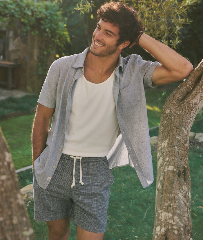 Better-Than-Linen Shirt Natural/Navy Stripe