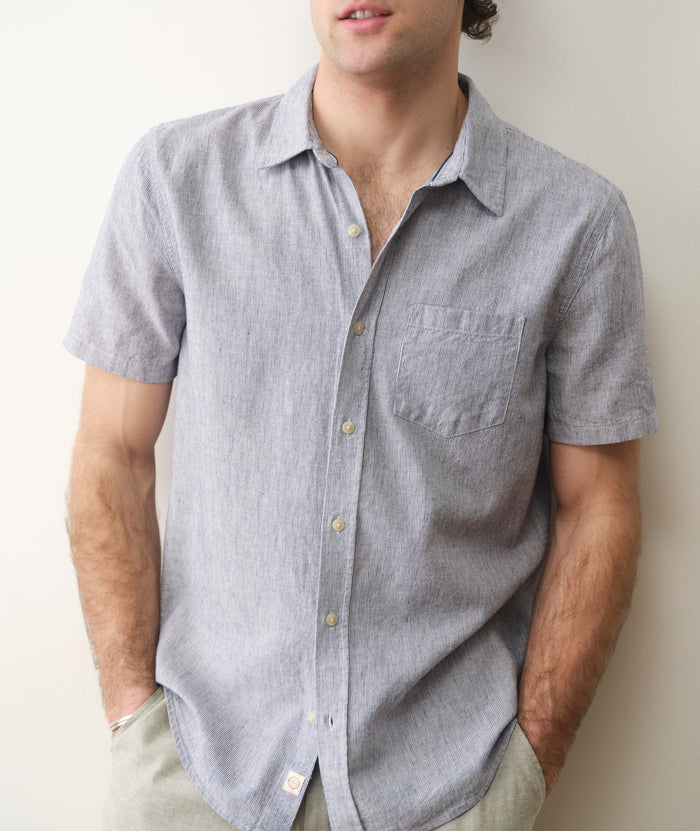 Better-Than-Linen Shirt Natural/Navy Stripe
