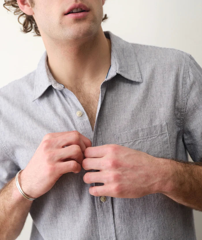 Better-Than-Linen Shirt Natural/Navy Stripe
