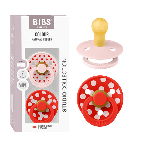 Bibs Studio Colour 2pack Polka Latex S1 Blossom / Candy Apple