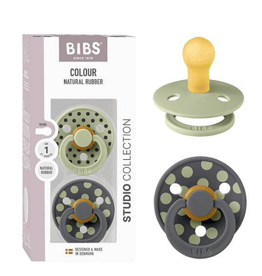 Bibs Studio Colour 2pack Polka Latex S1 Sage/Iron