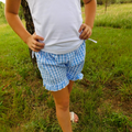 Blue Gingham Girls Ruffle Shorts