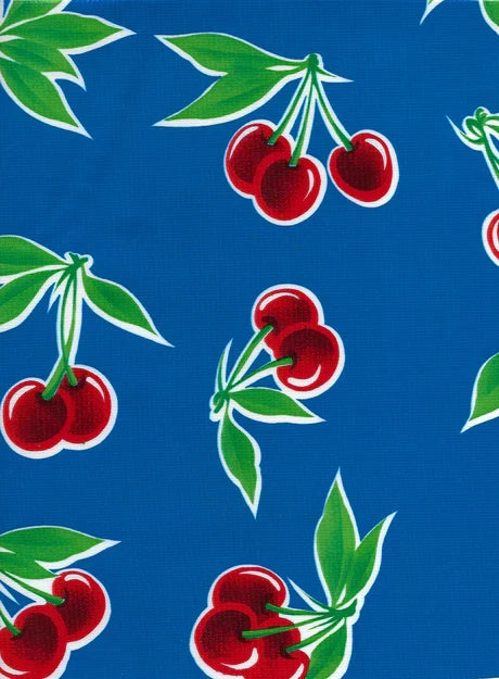 Blue with Cherries Tablecloth 48x48