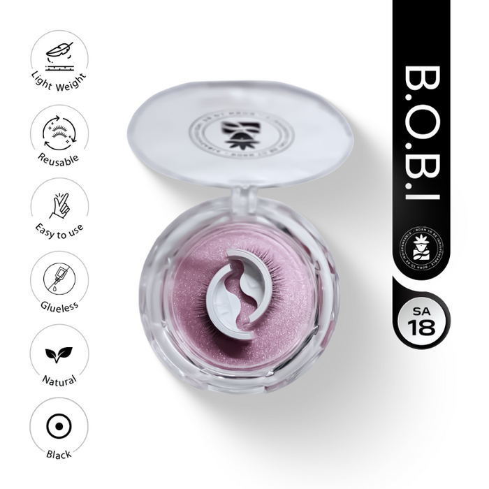 BOBI Self Adhesive Eyelashes SA18 Natural – Soft Lash Curve | Light Everyday Look | No Glue | Easy to Wear | Reusable