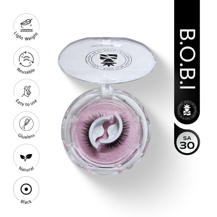 BOBI Self Adhesive Eyelashes SA30 Cat Eye – Winged Corner Volume | Elongated Eye Look | No Glue | Reusable | Quick Stick-On Style
