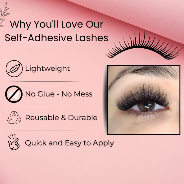 BOBI Self Adhesive Eyelashes SA30 Cat Eye – Winged Corner Volume | Elongated Eye Look | No Glue | Reusable | Quick Stick-On Style