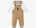 BOSS Baby Boys Beige & White Dungaree Set