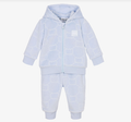 BOSS Baby Boys Blue Velour Tracksuit with Embossed Pattern