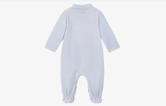 BOSS Baby Boys Pale Blue Velour Babygrow
