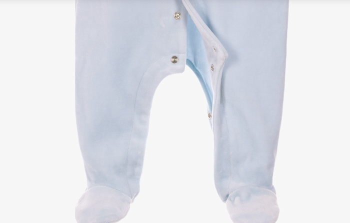 BOSS Baby Boys Pale Blue Velour Babygrow