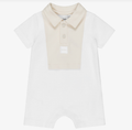 BOSS Baby Boys White & Beige Cotton Polo Shortie
