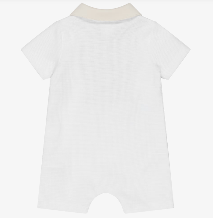 BOSS Baby Boys White & Beige Cotton Polo Shortie