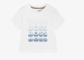 BOSS Baby Boys White Cotton T-Shirt with Repeat Logo